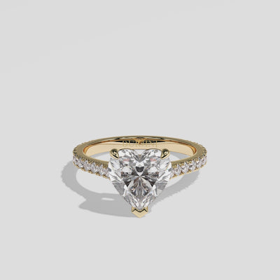 Melanie heart-shaped diamond engagement ring in 18K yellow gold by Kurbani Durjini, 360-degree view