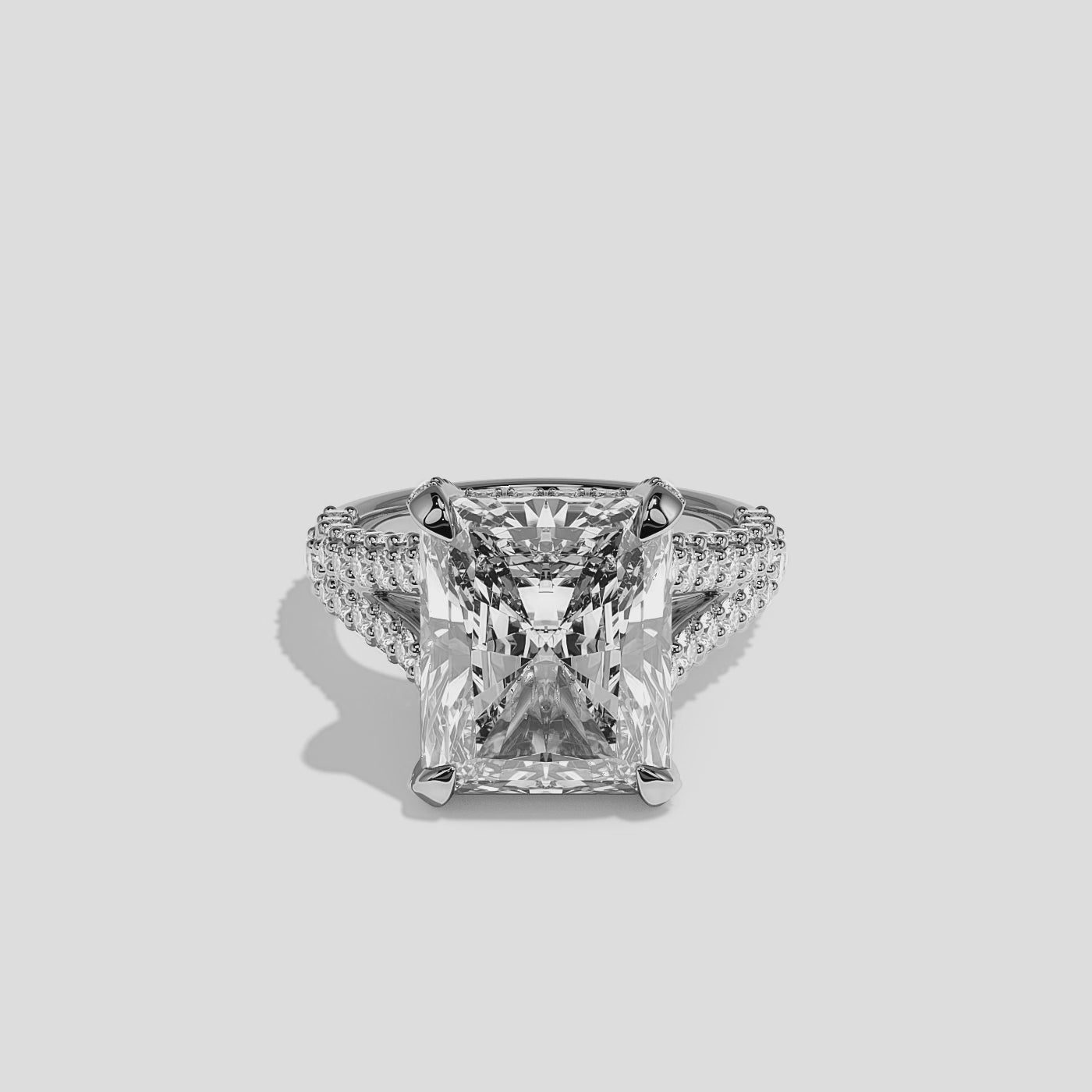 360 Degree View – Kurbãni Durjini Elowen Élan Diamond Radiant Halo Engagement Ring