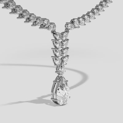 360 degree View – Kurbãni Durjini Catherine Diamond Twin Pear Cut Halo Necklace White Gold