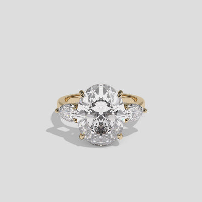 360 degree view Elsin Royale Diamond Oval Engagement Ring Yellow Gold Kurbãni Durjini