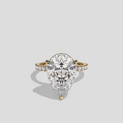 360 view Aurisse Duchess Diamond Pear Halo Engagement Ring Yellow Gold Kurbãni Durjini