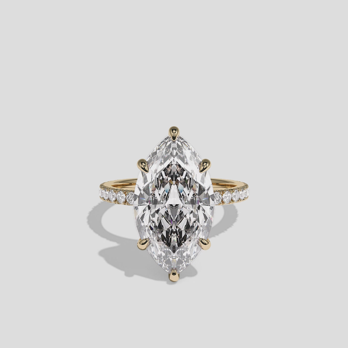 360 degree Calvane Royale Diamond Marquise Engagement Ring Yellow Gold Kurbãni Durjini