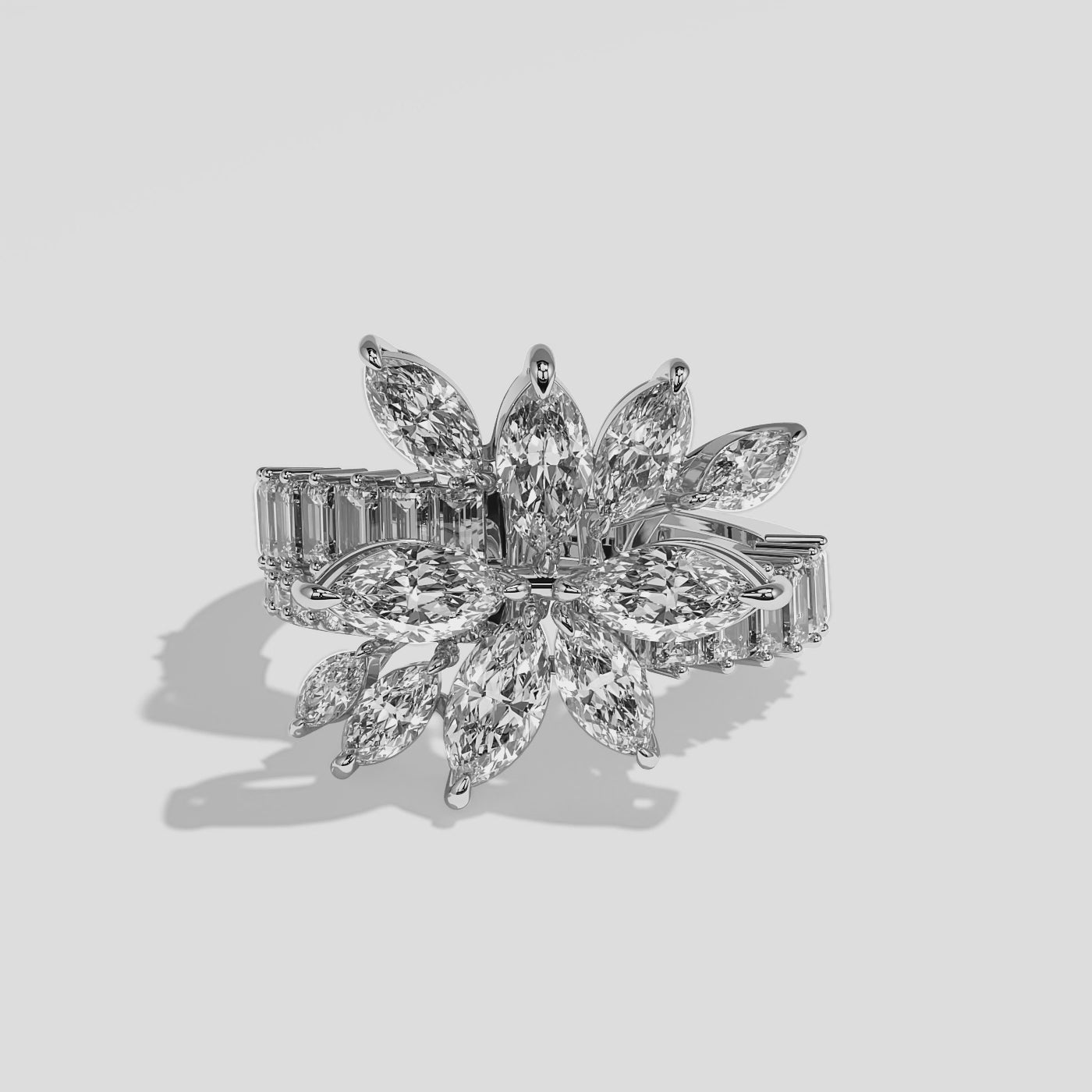 360 degree View – Kurbãni Durjini Amina Diamond Marquise Engagement Ring White Gold