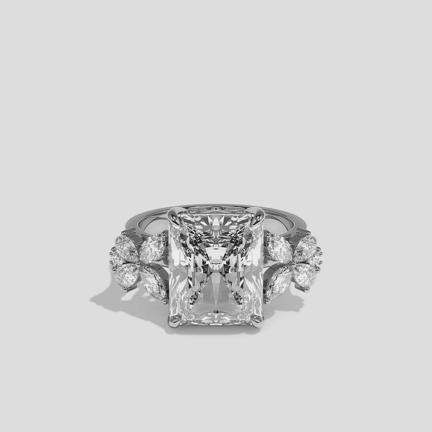 360 Degree View – Kurbãni Durjini Cendrine Éclat Diamond Radiant Engagement Ring