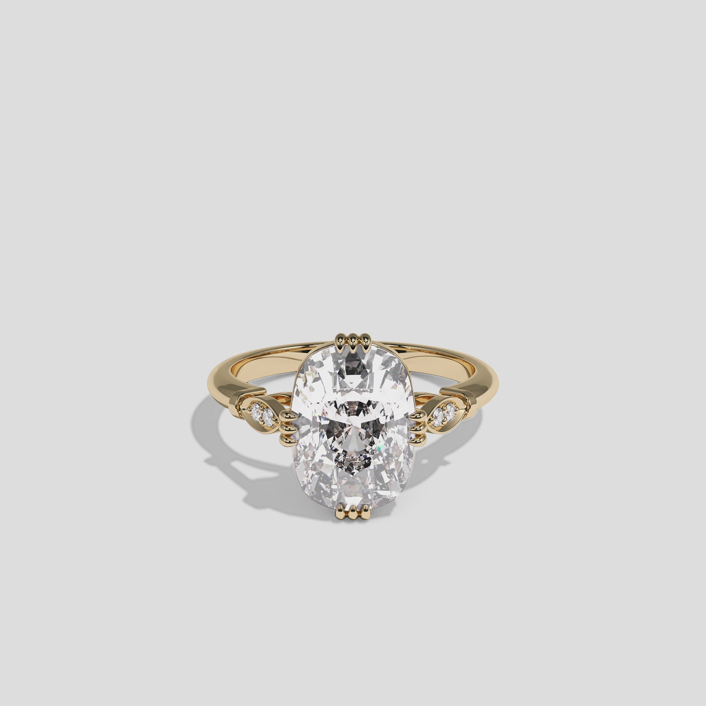 Ayala Kingsmere diamond cushion halo engagement ring in 18K yellow gold by Kurbãni Durjini, 360-degree view