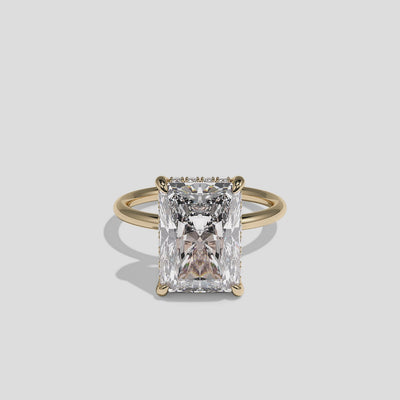360 view Thalor Royale Diamond Radiant Halo Engagement Ring Yellow Gold Kurbãni Durjini